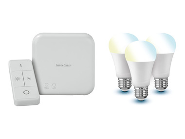LIVARNO home Zigbee 3.0 Smart Home Starter Kit Gateway, 3x žárovka s úpravou tónu světla a dálkové ovládání