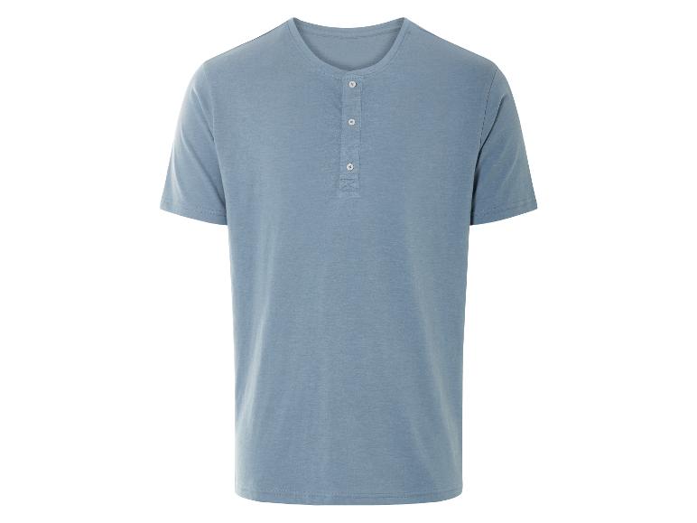 Světle modré pánské henley tričko.