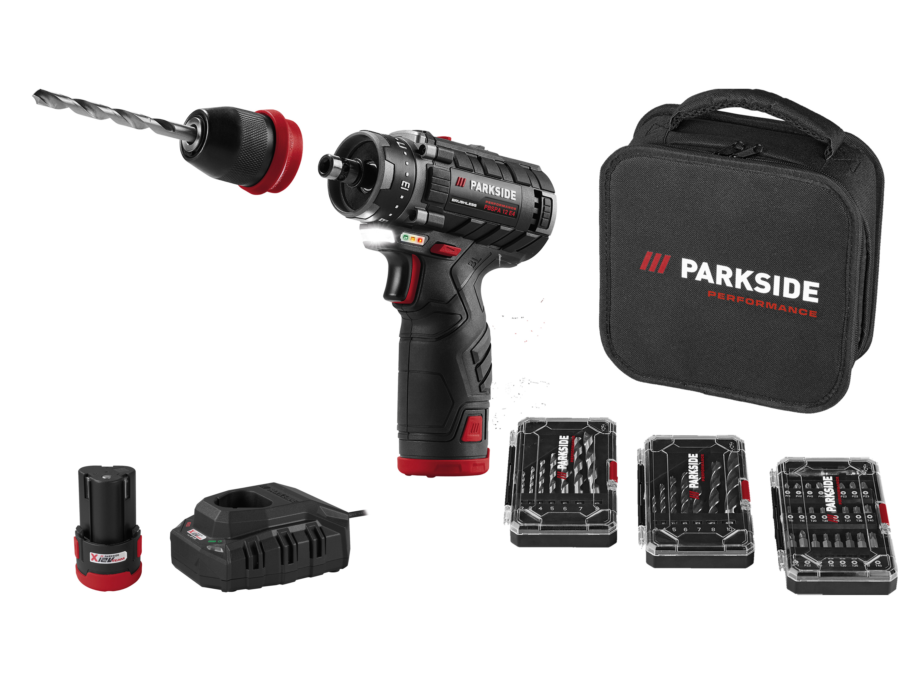 Parkside Performance® Sada s aku vrtacím šroubovákem Pbspa 12 E4