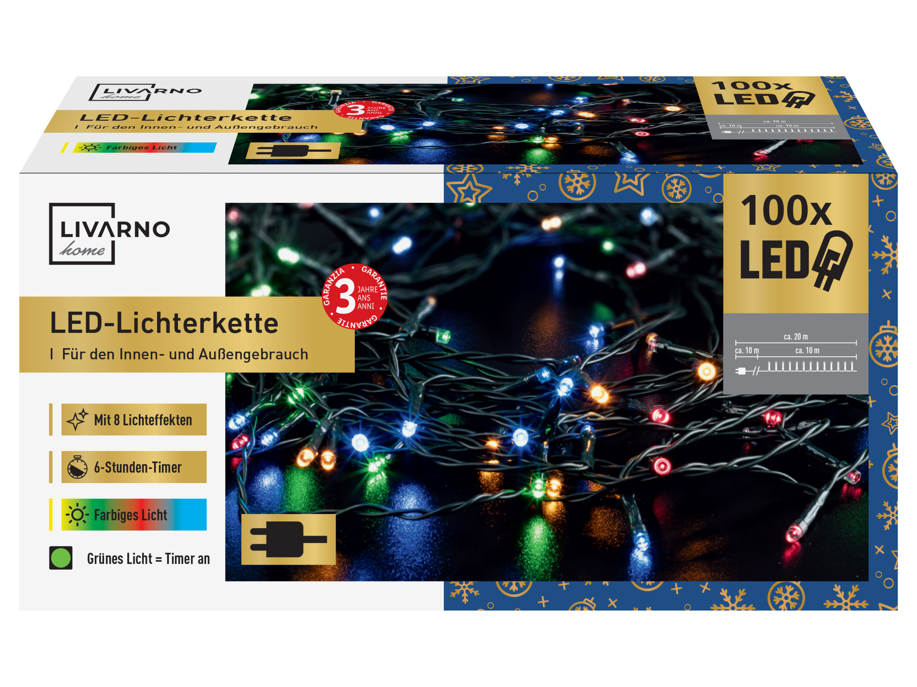 Livarno home Světelný LED řetěz, 100/120 LED (světelný řetěz, barevná)