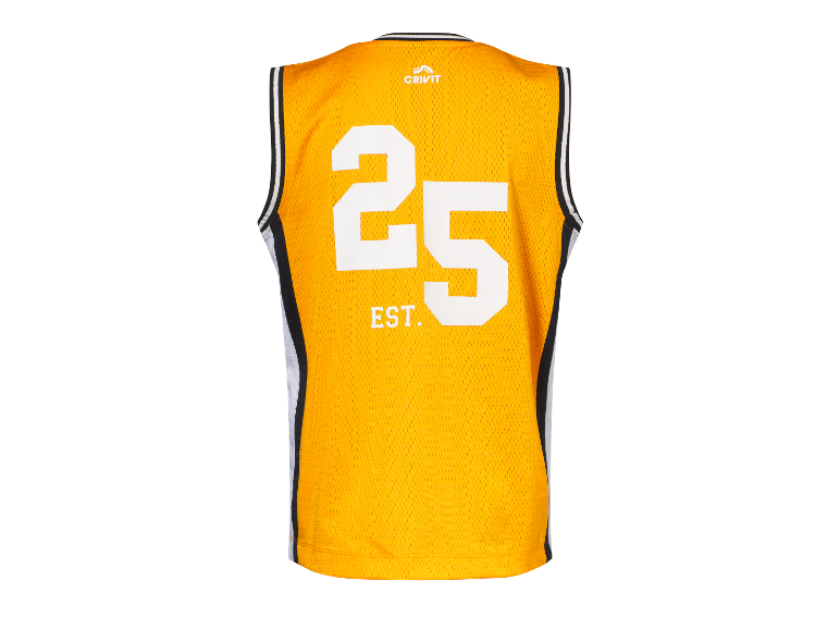 Žluté basketbalové dres Crivit s číslem 25.