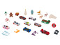 Hot Wheels autíčka a vánoční dekorace s vánoční tématikou.