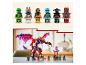 Lego Ninjago minifigurky a velký červený a fialový drak s řetězovou konstrukcí.