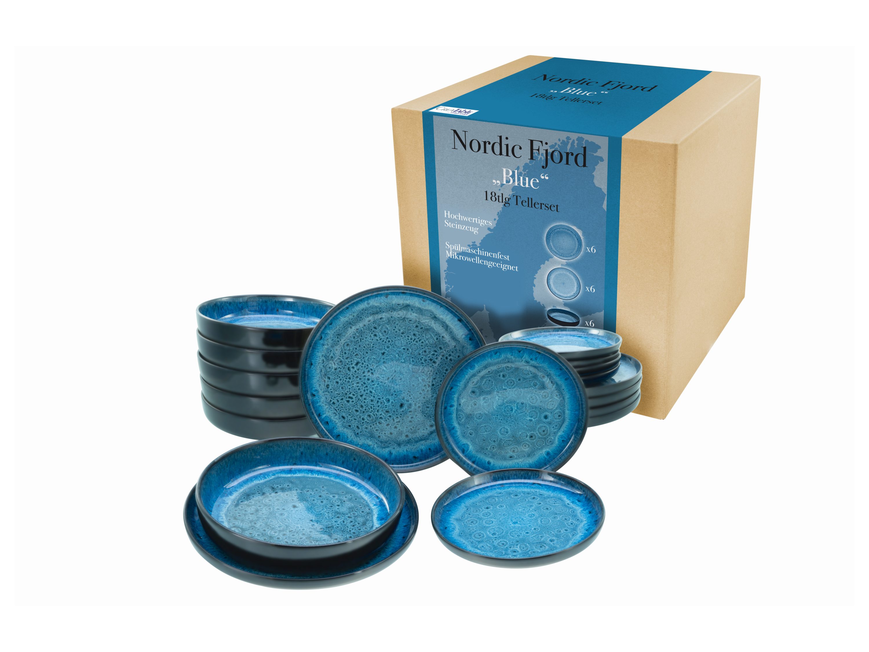 Creatable Sada nádobí Nordic Fjord (18dílná sada talířů, modrá)