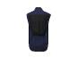 Tmavě modré bezrukávné vesty se zadním černým panelem.