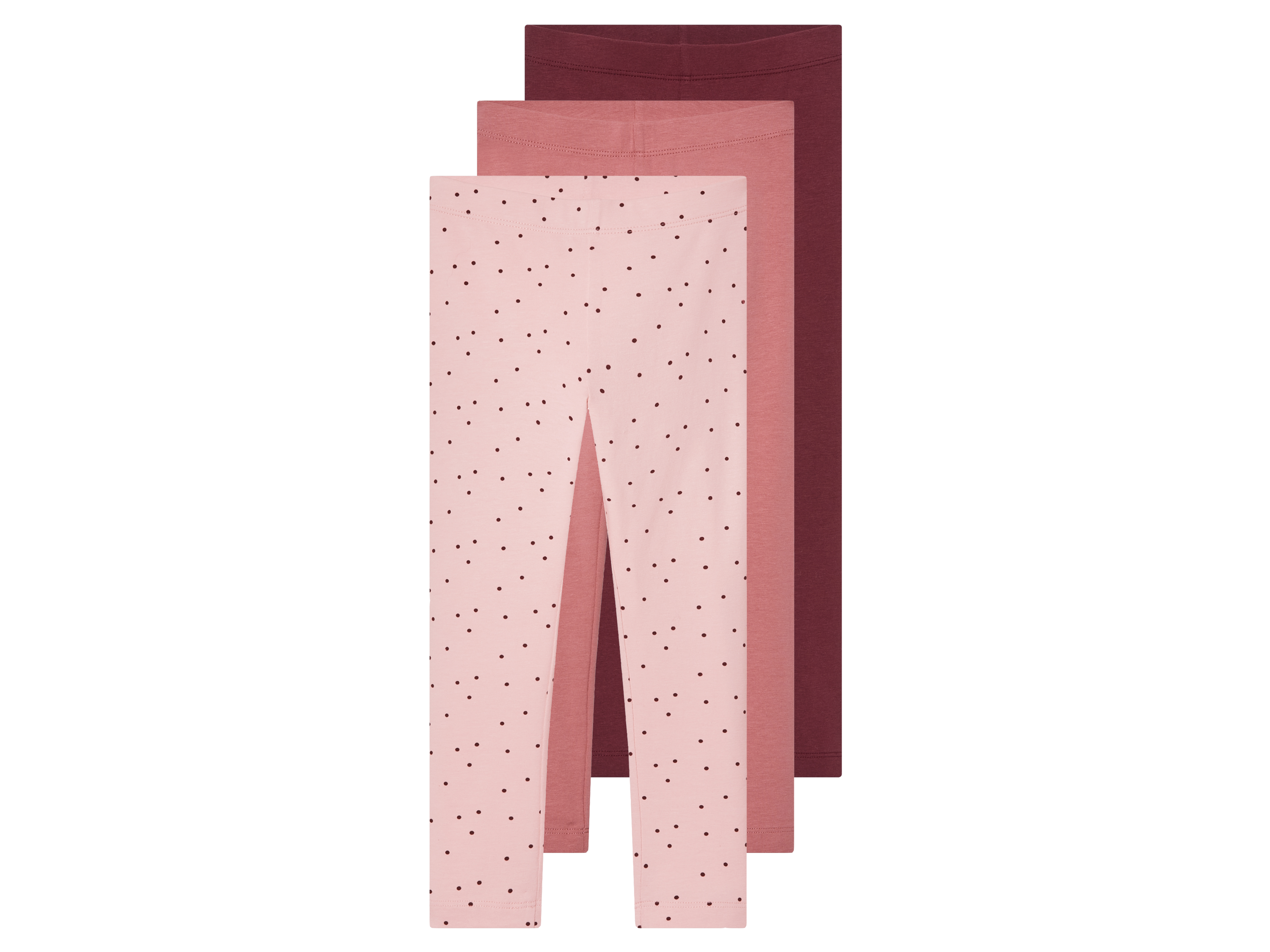 lupilu® Dívčí legíny, 3 kusy (růžová/burgundská, 110/116)