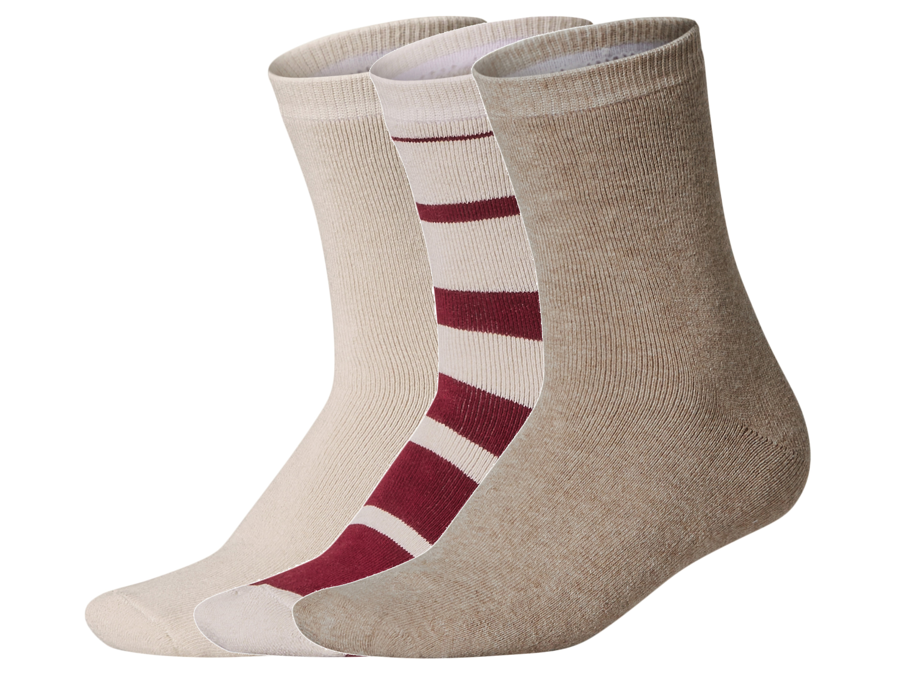 esmara® Dámské termo ponožky s BIO bavlnou, 3 páry (hnědá/krémová/červená, 35-38)