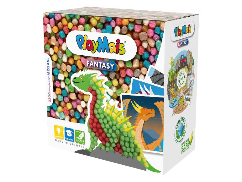 Sada PlayMais Fantasy Mosaic s barevnými kukuřičnými kuličkami.