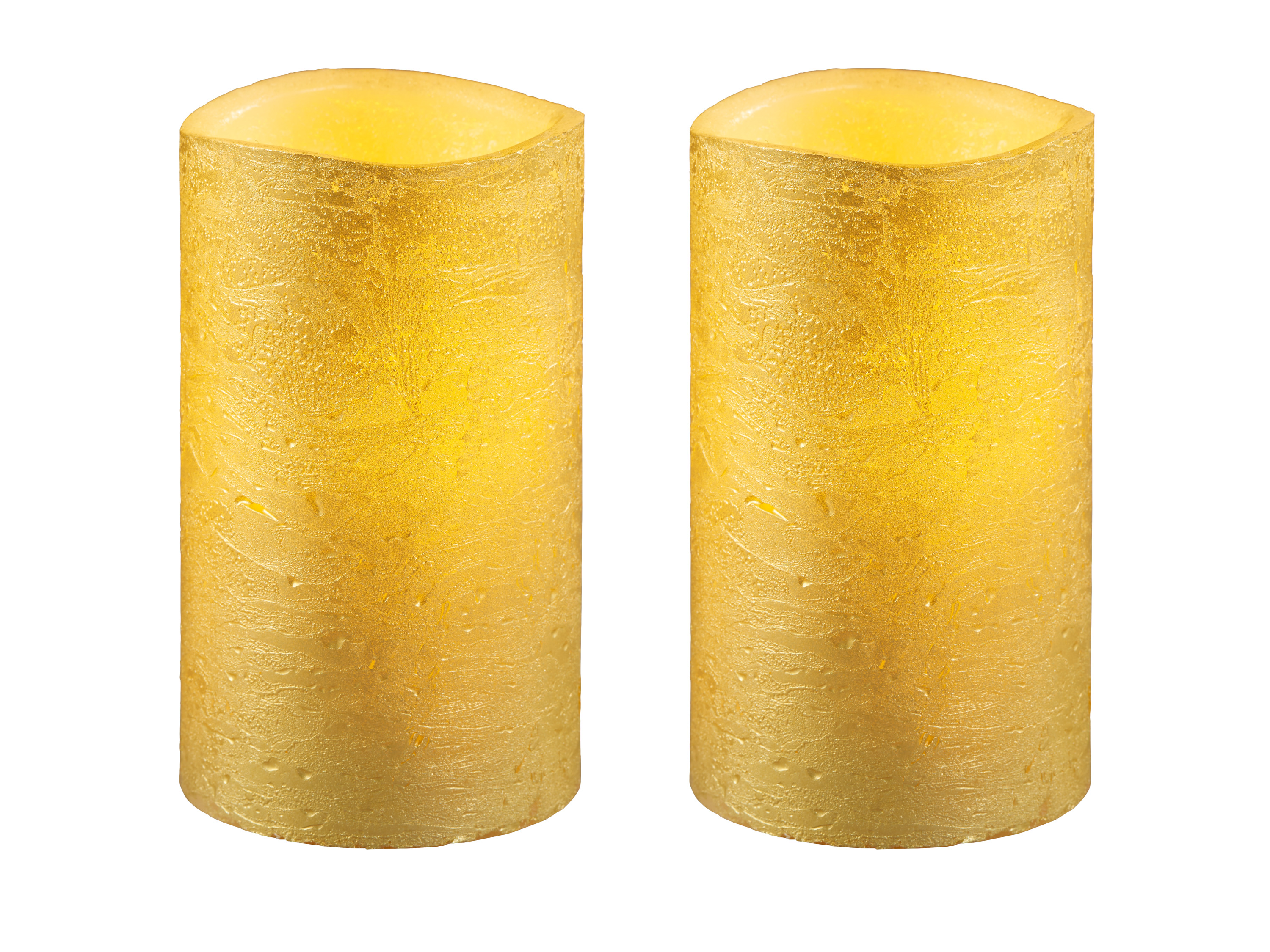 Livarno home LED svíčka z přírodního vosku, 2 ks / 4 ks (2 kusy, zlatá)