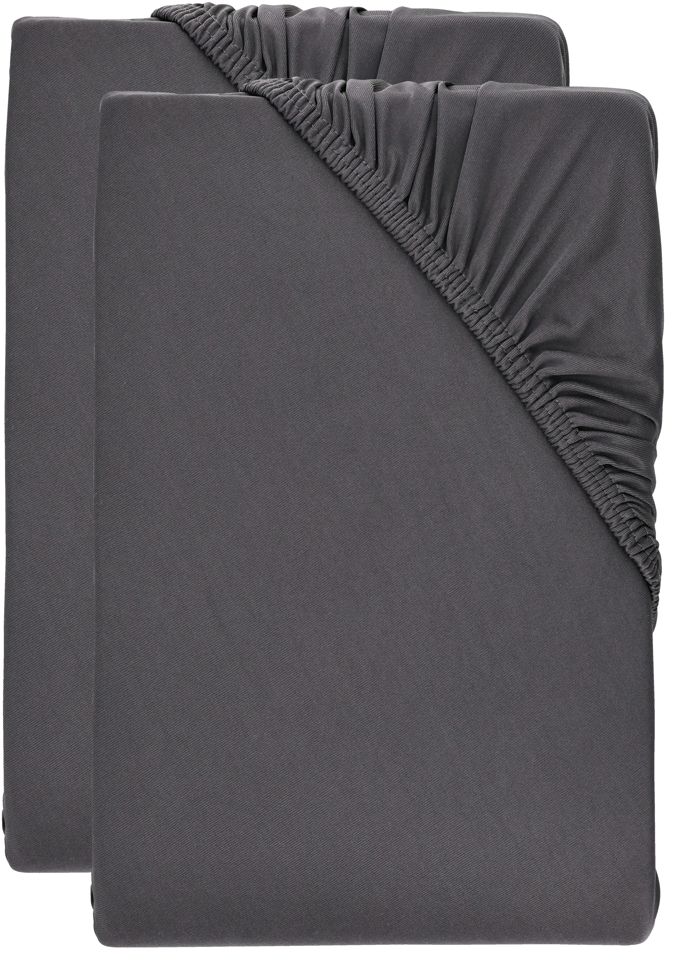 Livarno® Sada žerzejových napínacích prostěradel, 90-100 x 200 cm, 2dílná, šedá