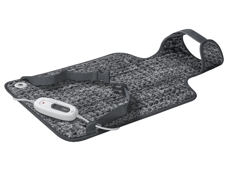 Elektrická deka Sanitas, šedá, s dálkovým ovládáním a upevňovacími popruhy.