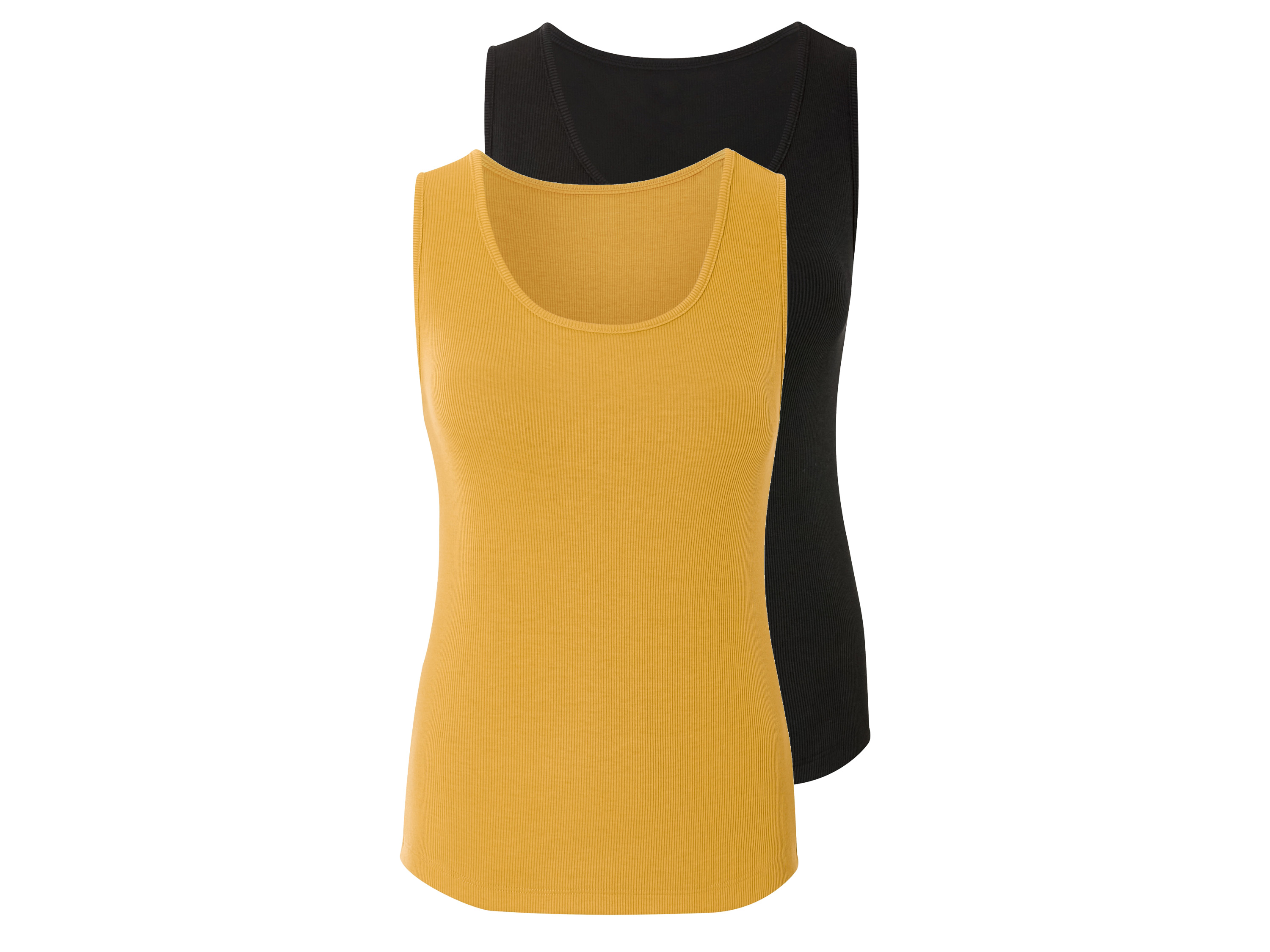 esmara® Dámské vroubkované tílko, 2 kusy (černá/žlutá, XS (32/34))