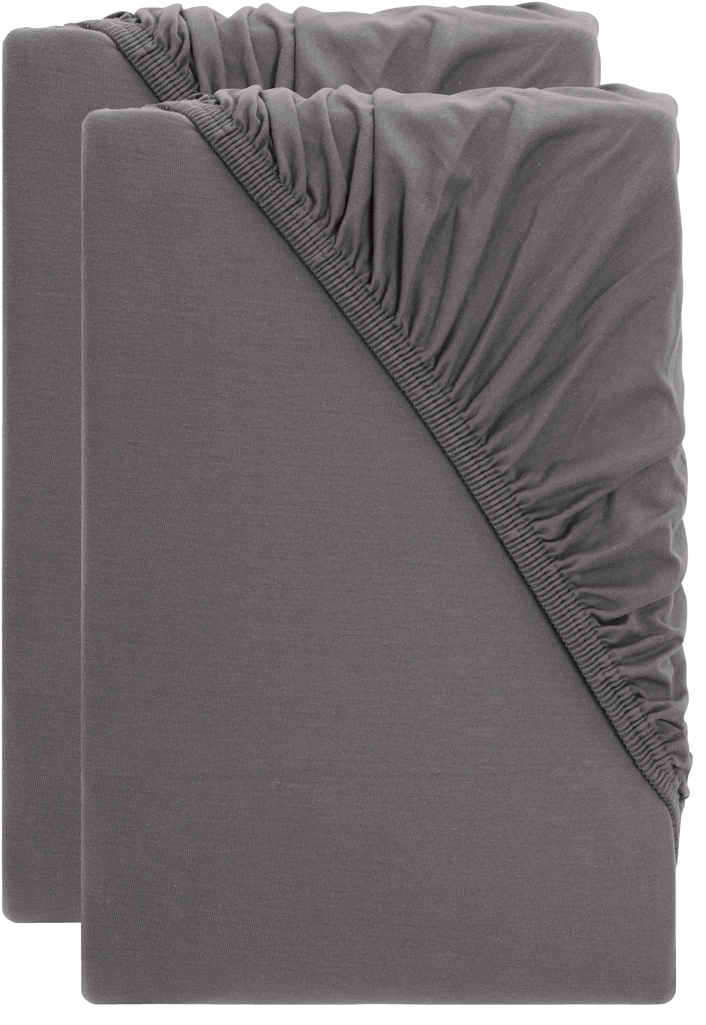 Livarno® Sada žerzejových napínacích prostěradel, 90–100 x 200 cm, 2dílná, šedá