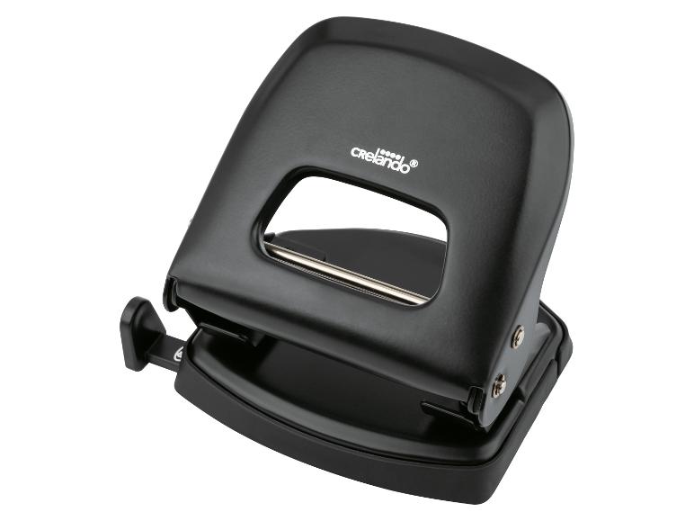 Černá děrovačka na papír od značky Crelando.
