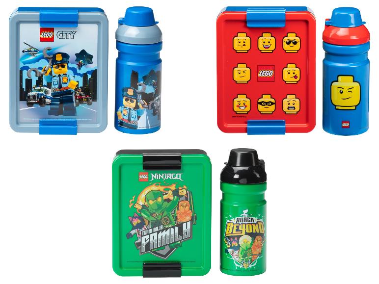 LEGO City a LEGO Ninjago: krabičky na svačinu a láhve na pití.
