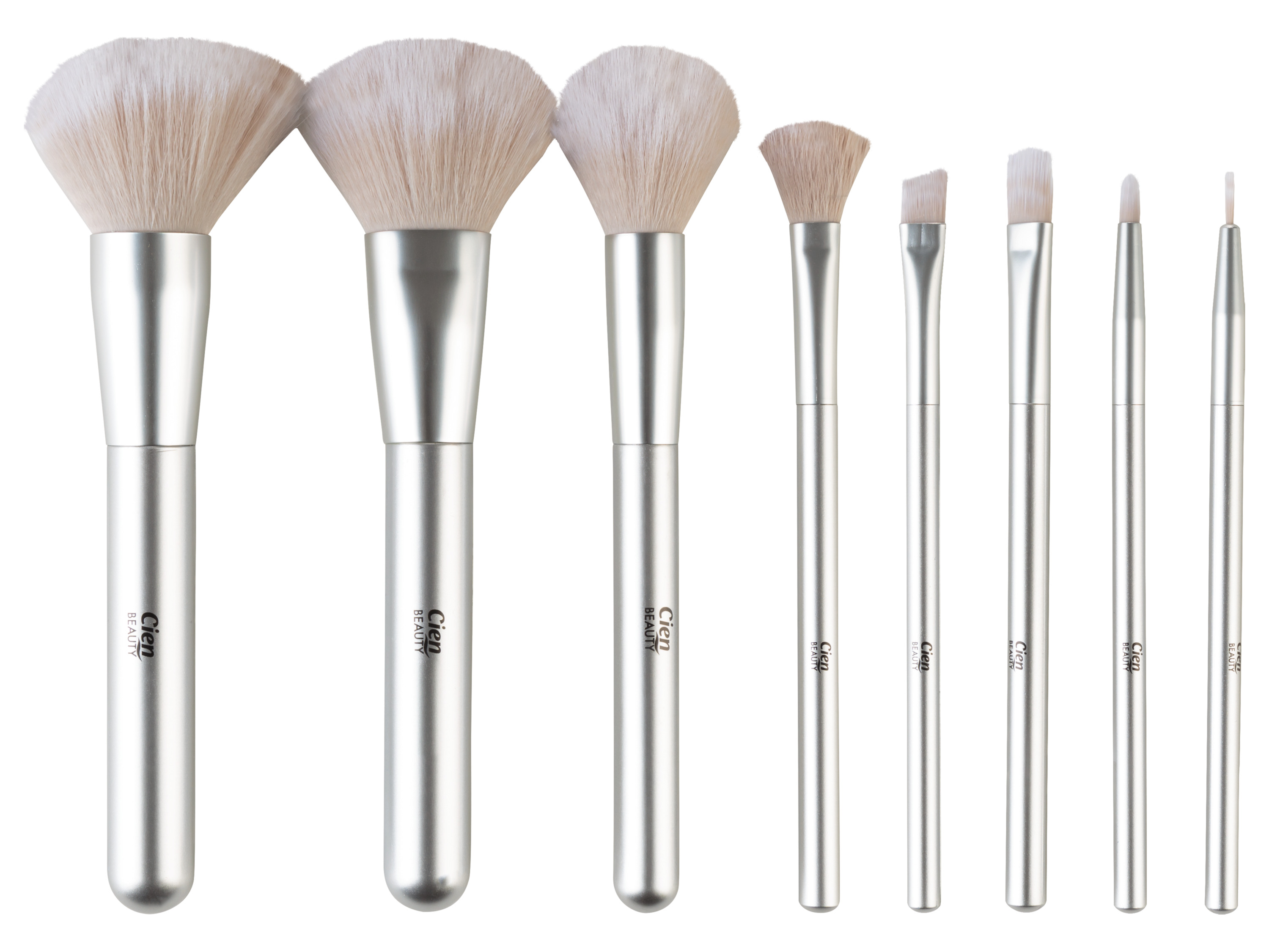 Cien Beauty Sada kosmetických štětců, 9dílná (stříbrná)