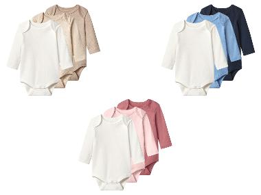 lupilu® Dětské body s dlouhými rukávy s BIO bavlnou, 3 kusy