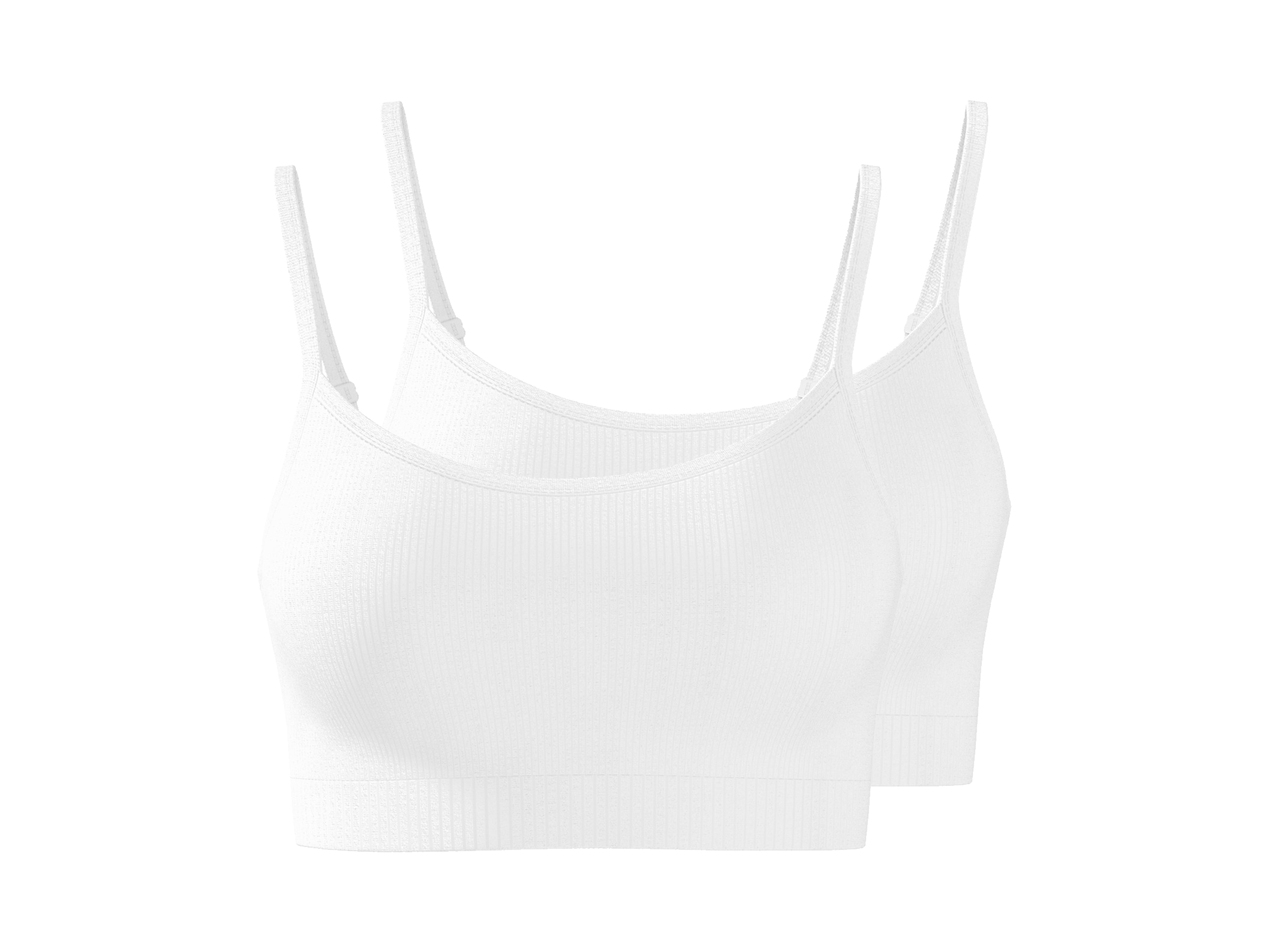 Esmara® Dámská bezešvá vroubkovaná podprsenka, 2 kusy (bílá, L(44/46))