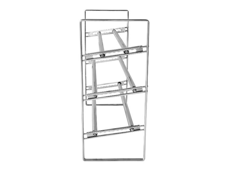 Chromovaný kovový stojan na pokličky hrnců