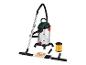 Mokro-suchý vysavač s příslušenstvím, včetně hadice, trysek a filtrů.