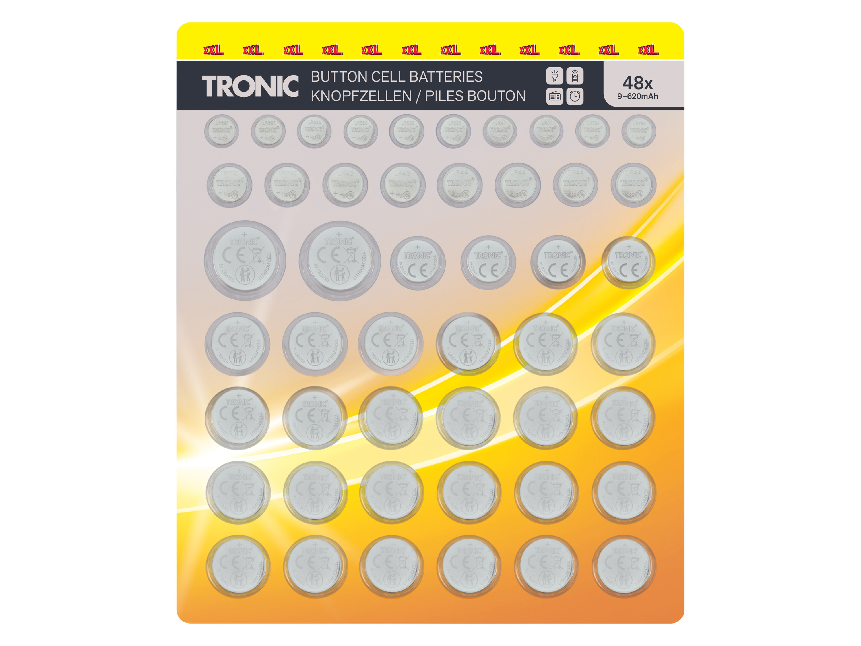 Tronic® Knoflíkové baterie, 48 kusů