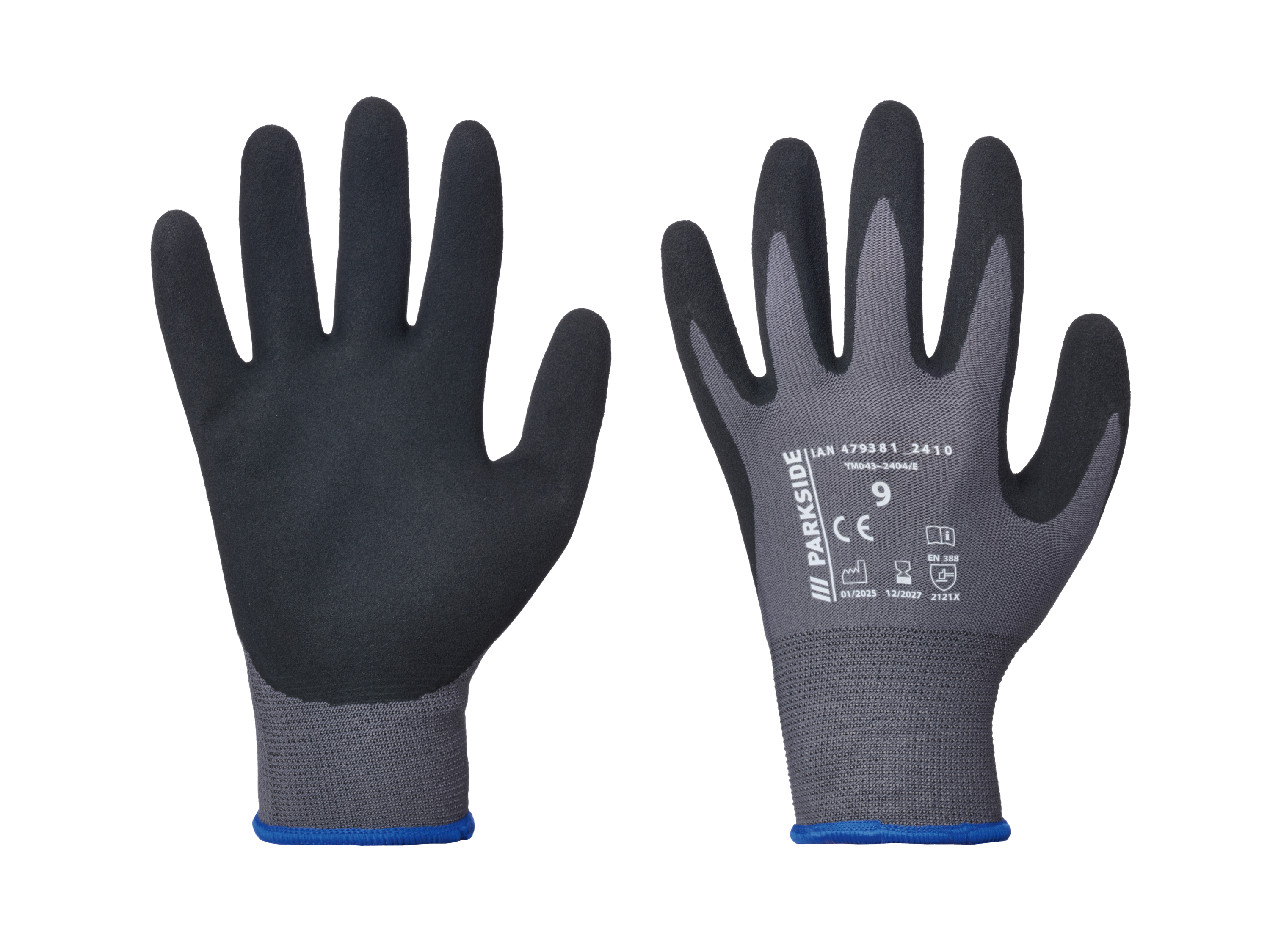 Parkside® Dámské / Pánské pracovní rukavice (černá/modrá, 9)