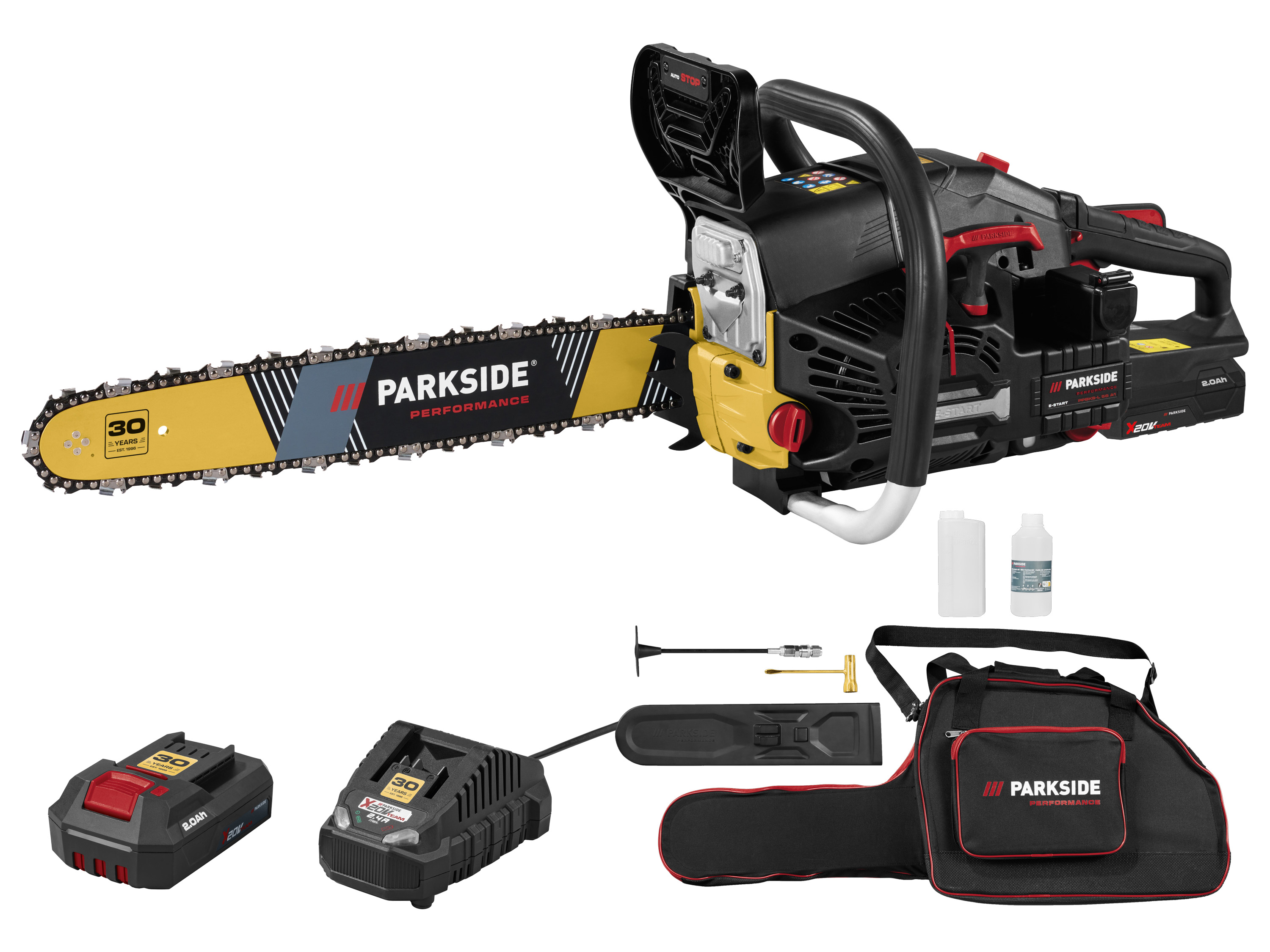 Parkside Performance® Benzínová řetězová pila s elektrickým startováním Limited Edition Ppbks-L 56 A1