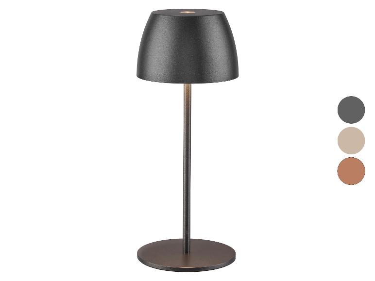 Přenosná stolní lampa v tmavě šedé barvě se třemi barevnými možnostmi.