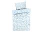 Světle modrá souprava povlečení s květinovým vzorem: povlak na přikrývku a povlak na polštář.