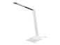Moderní bílá LED stolní lampa s nastavitelným ramenem a dotykovou základnou.