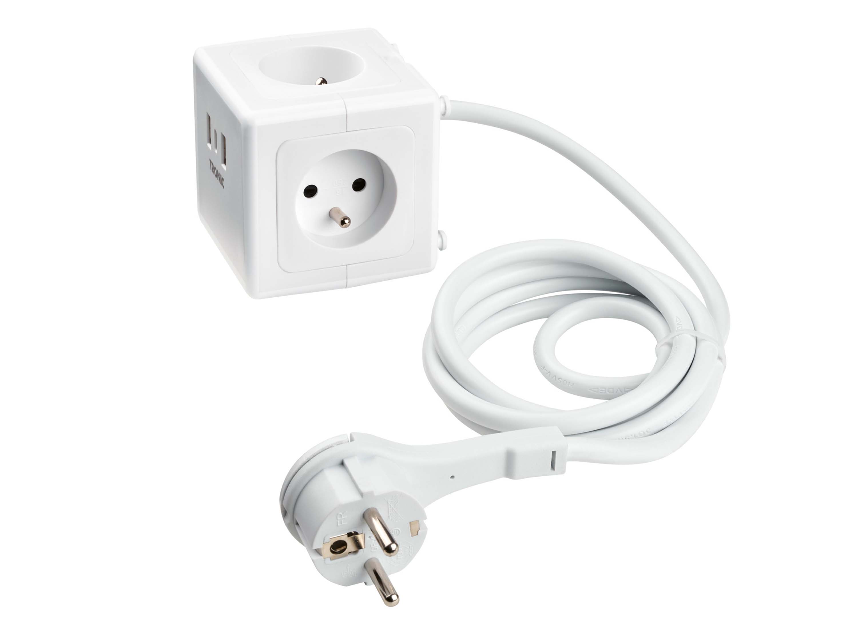 Tronic® Zásuvková kostka s USB porty (bílá)