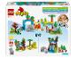 Krabice LEGO Duplo 10446 s 3v1 sadami divokých zvířat a hrající si dívkou.