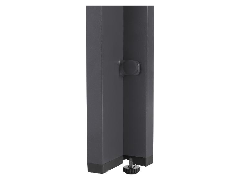 Nastavitelné nohy stolu s úchyty. Moderní design, tmavě šedá barva.