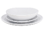 Sada bílého porcelánu: mělký talíř a mísa.
