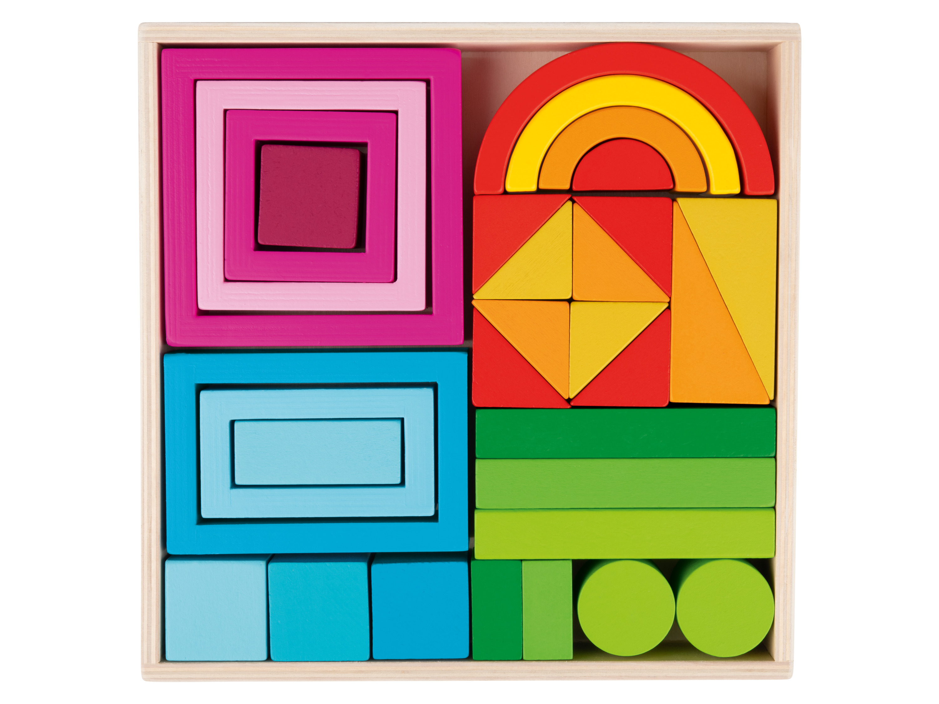 Playtive Dřevěná výuková hra Montessori, velká (duhové bloky)