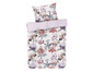 Povlečení s povlakem na přikrývku a povlakem na polštář, oba s květinovým vzorem.