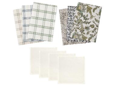 LIVARNO® Kuchyňské utěrky, 3 kusy / Látkové ubrousky, 4 kusy