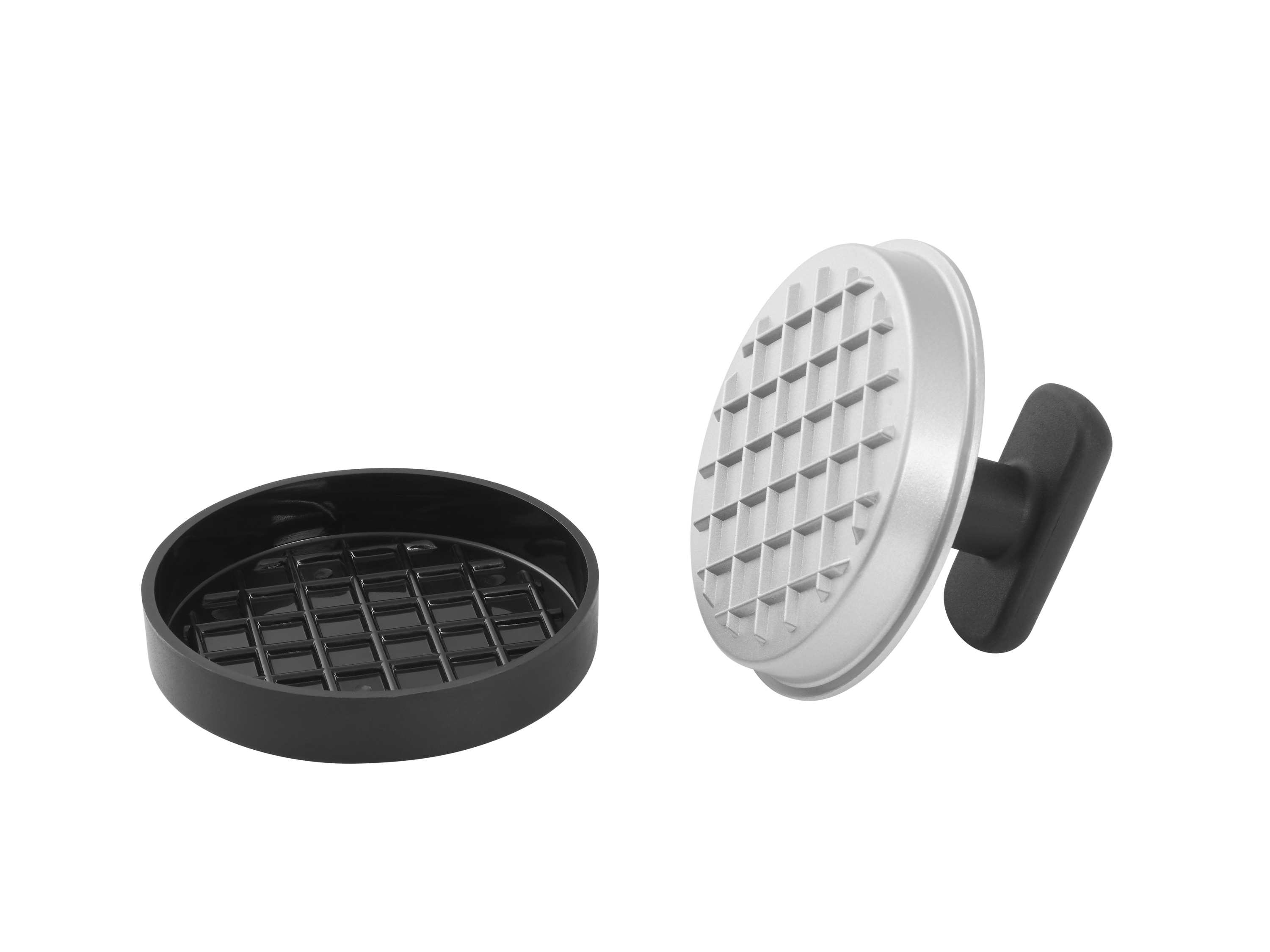 Grillmeister Grilovací stojan na kuře/žebírka / Forma na hamburgery / Sada na marinování / Poklop na hamburgery (forma na hamburgery)