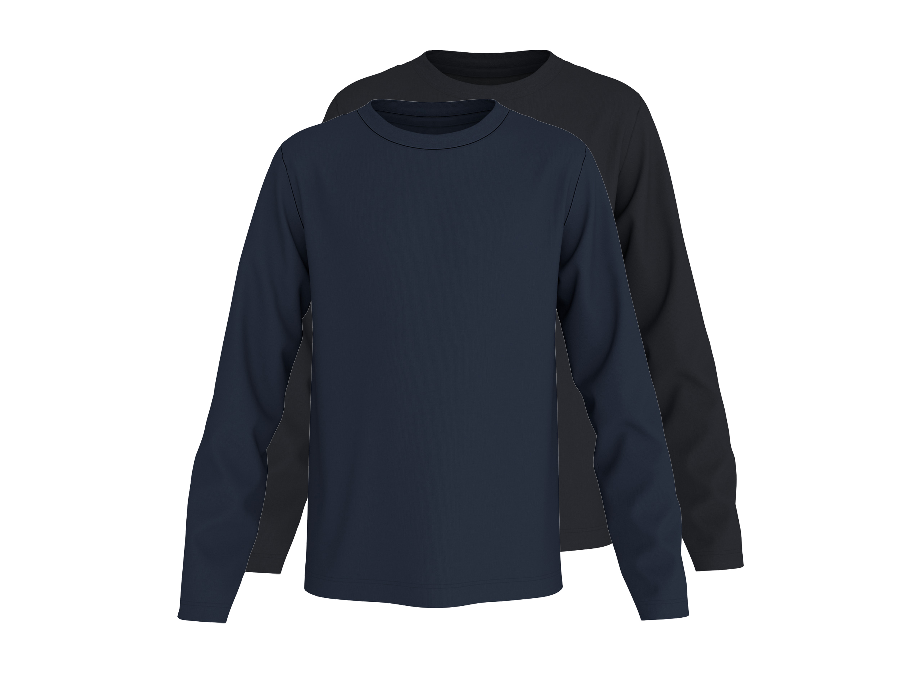 Esmara Kids Dětské triko s dlouhými rukávy, 2 kusy (černá / navy modrá, 158/164)