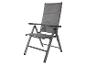 Skládací zahradní židle s područkami, hliníková, šedý textilén.