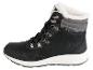 Černá kožená kotníková obuv se šněrováním, bílou podrážkou a podšívkou z umělé kožešiny.