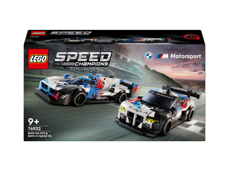 Sada LEGO Speed Champions s závodními auty BMW M4 GT3 a BMW M Hybrid V8.