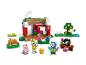 Sada LEGO Animal Crossing s domem, postavičkami a šicími doplňky.