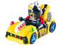 Žluté hračkové autíčko s figurkou taxikáře