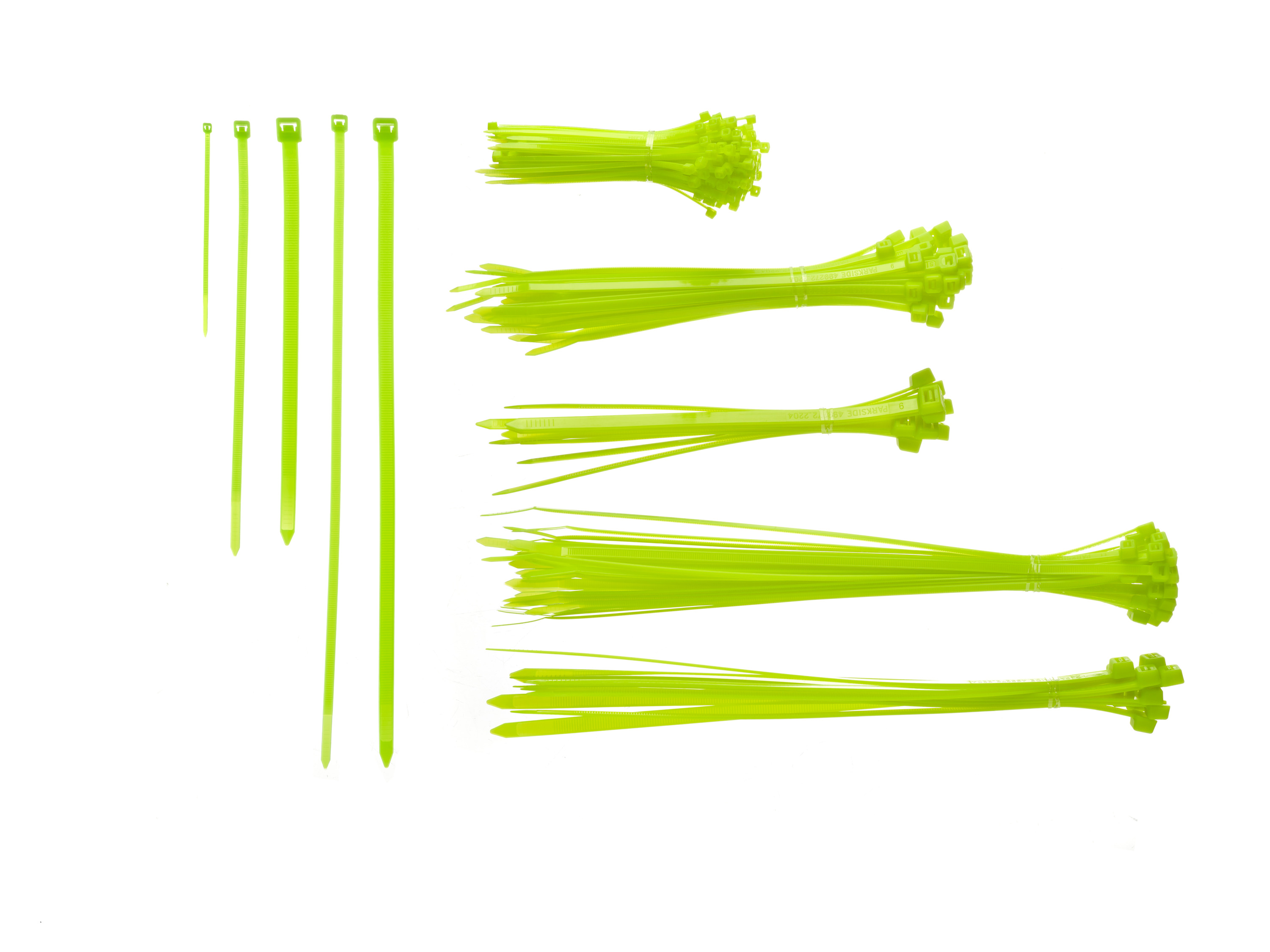 Parkside® Sada vázacích pásků na kabely, 250dílná (fluorescentní zelená)