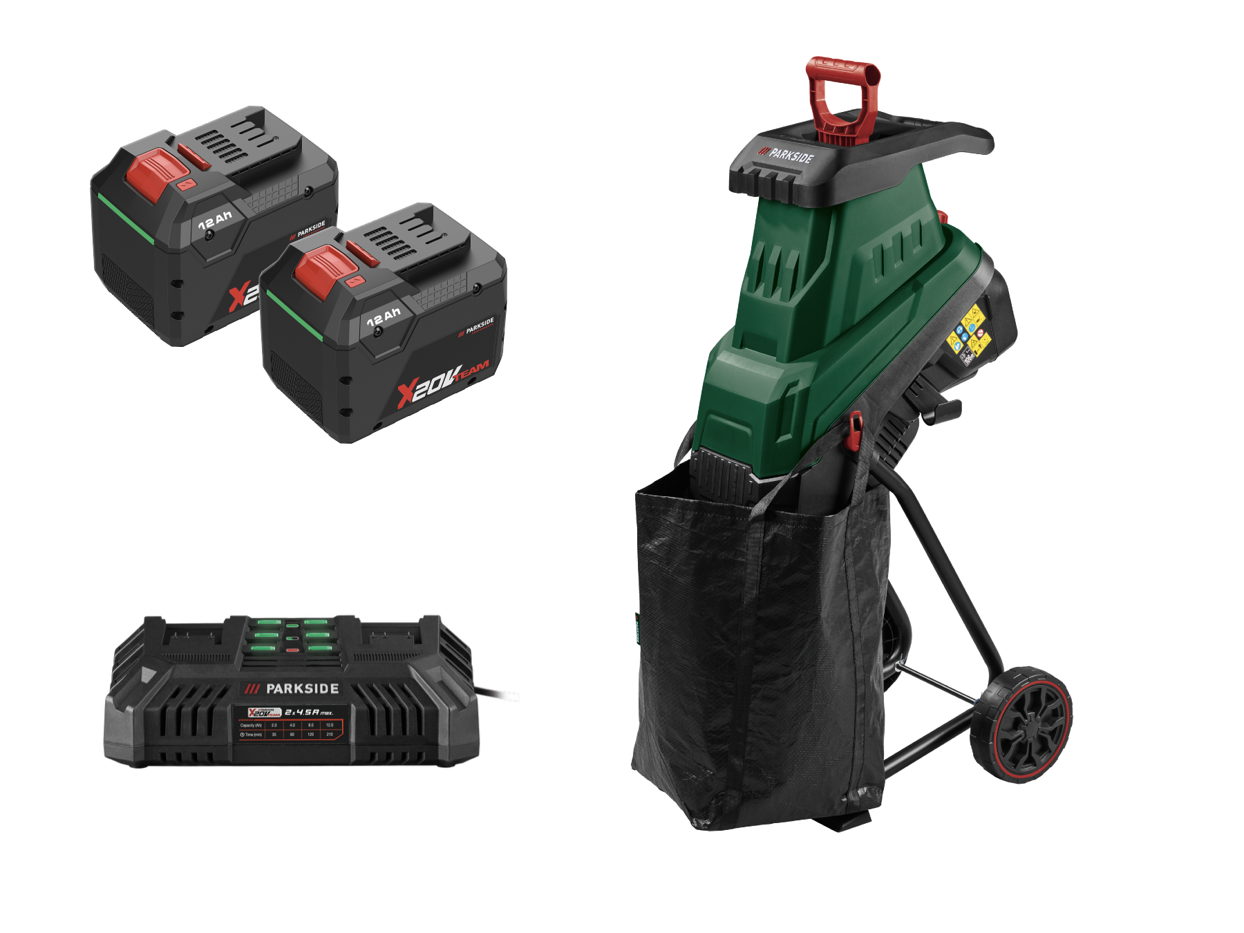 Parkside® Aku nožový drtič Pamh 40 A1, 2x Smart 12 Ah