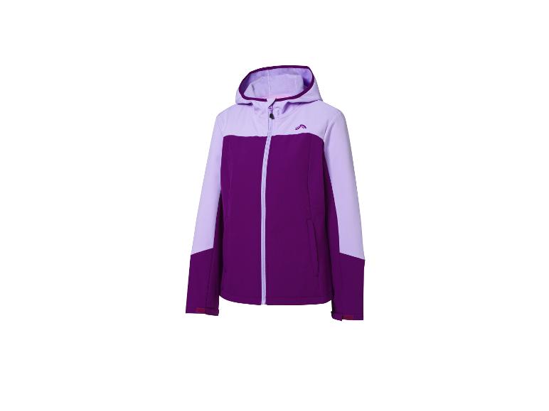 Fialová a levandulová bunda se zipem a kapucí.