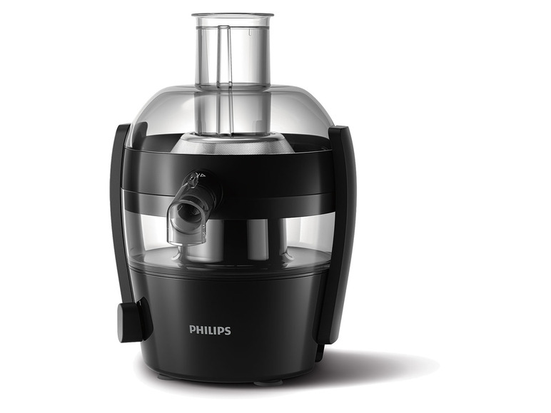 Černý pomalý odšťavovač Philips.