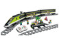 LEGO sada s vysokorychlostním zeleným vlakem, kolejnicemi a dálkovým ovládáním.