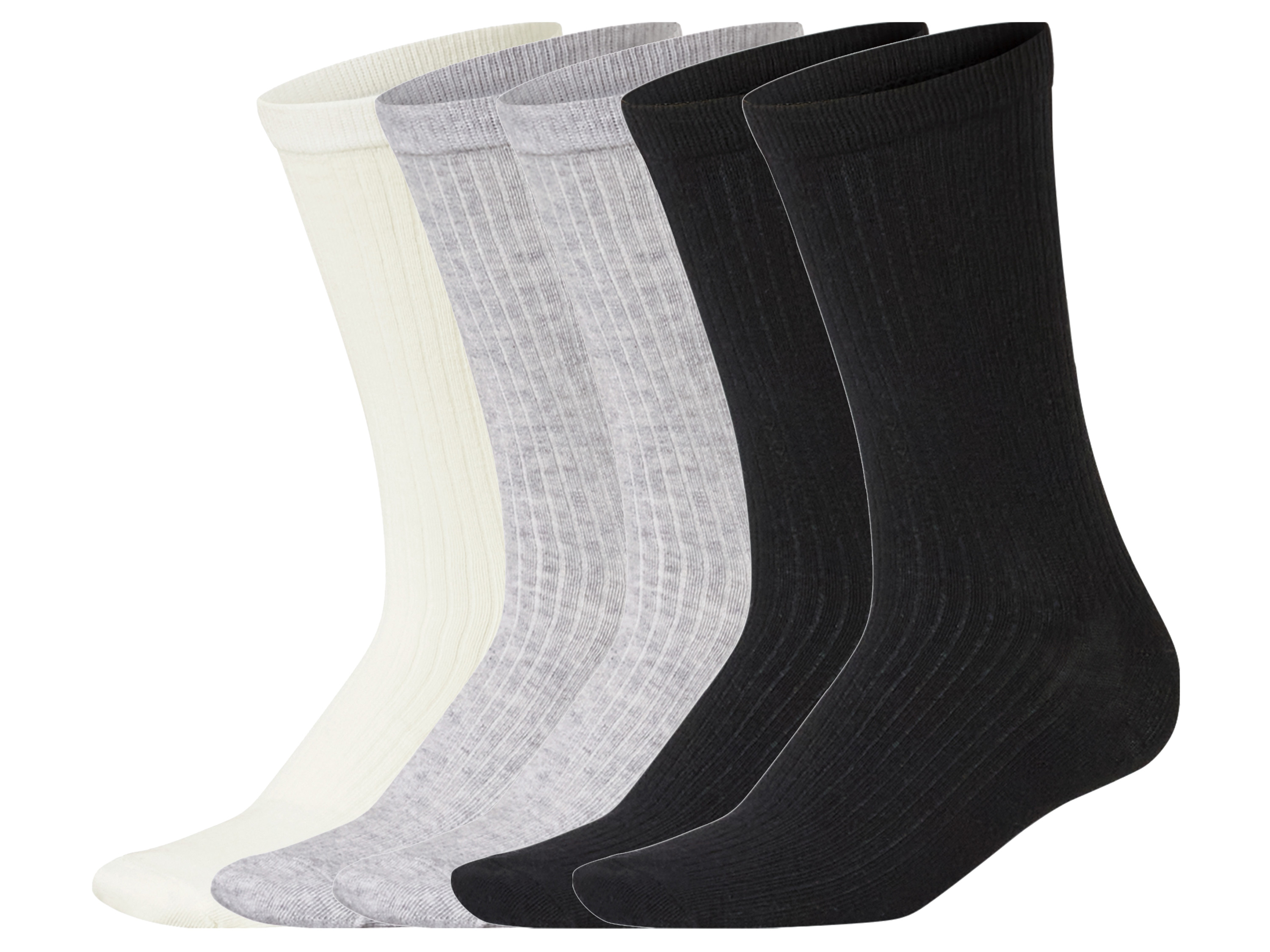 esmara® Dámské ponožky s BIO bavlnou, 5 párů (krémová/šedá/černá, 35-38)